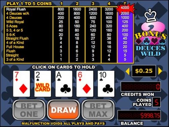 video poker casino games screen