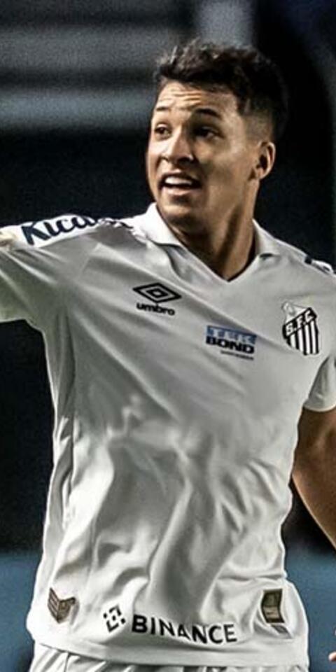 Marcos Leonardo (Santos) comemora gol marcado em jogo