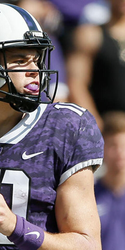 TCU quarterback Michael Collins (10) during the second half of an NCAA college football game against Oklahoma, Saturday, Oct. 20, 2018, in Fort Worth, Texas. Oklahoma won 52-27