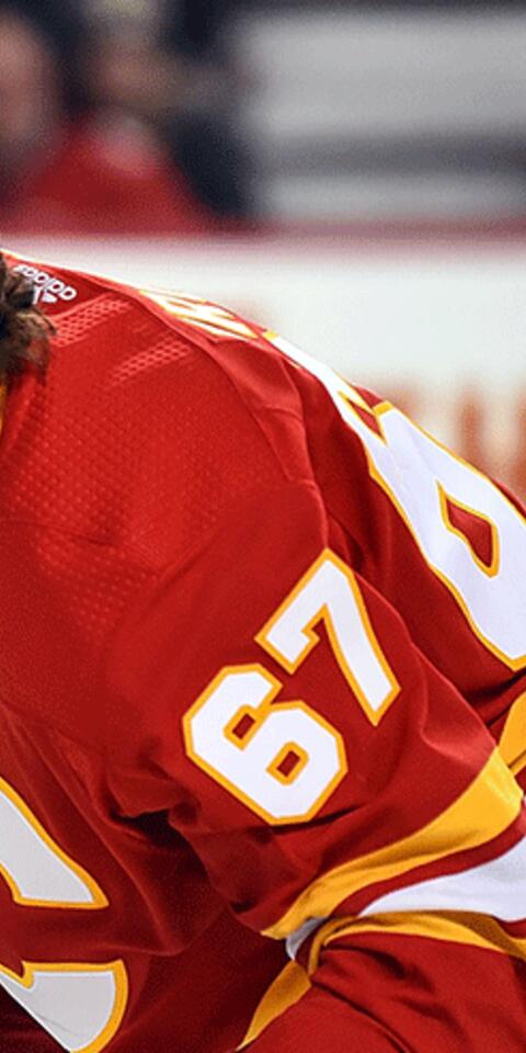 Calgary Flames Right Wing Michael Frolik (67) skates during the second period of an NHL game where the Calgary Flames hosted the Minnesota Wild on March 2, 2019, at the Scotiabank Saddledome in Calgary, AB.