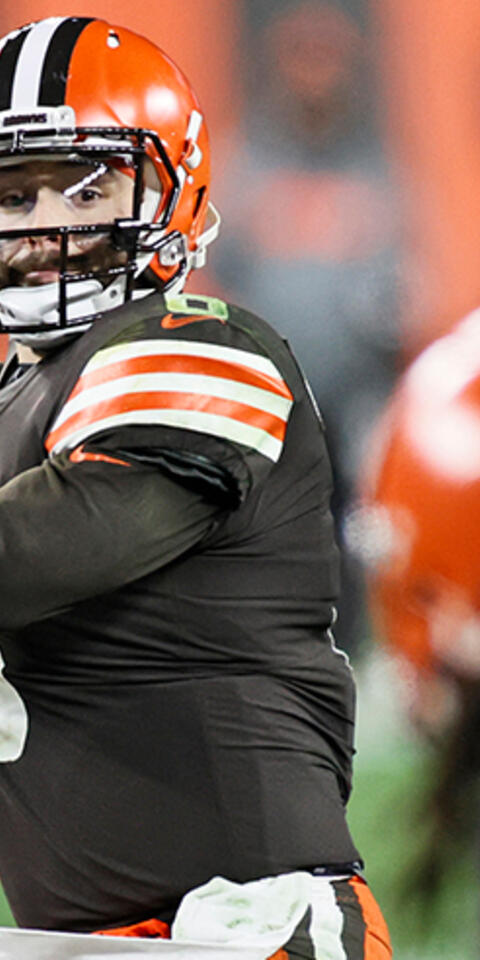 Cleveland Browns quarterback Baker Mayfield looks to throw during an NFL football game against the Baltimore Ravens on Dec. 14, 2020, in Cleveland.