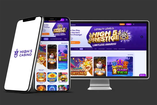 High5 Online Sweepstake Casino Homepage Screenshot
